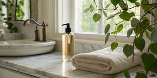 Bottle of leave-in conditioner for a beginner's daily hair care routine.