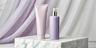 Blonde toning shampoo and conditioner for brass-free hair.